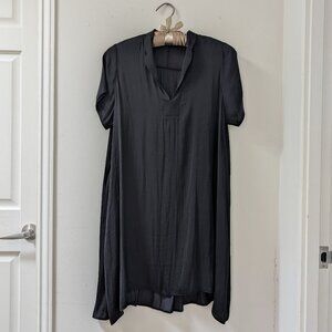 Ruti Short-sleeved Black Silk Tunic, Large to X-large